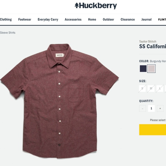 Taylor Stitch Other - The Short Sleeve Jack in Burgundy Hemp